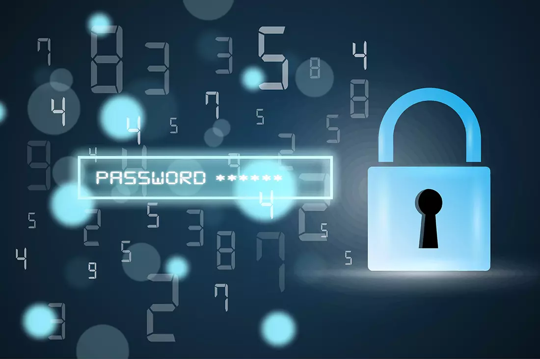 candado de seguridad y números digitales con un texto de password indicando la nueva herramienta de Google permite saber si contraseñas han sido filtradas
