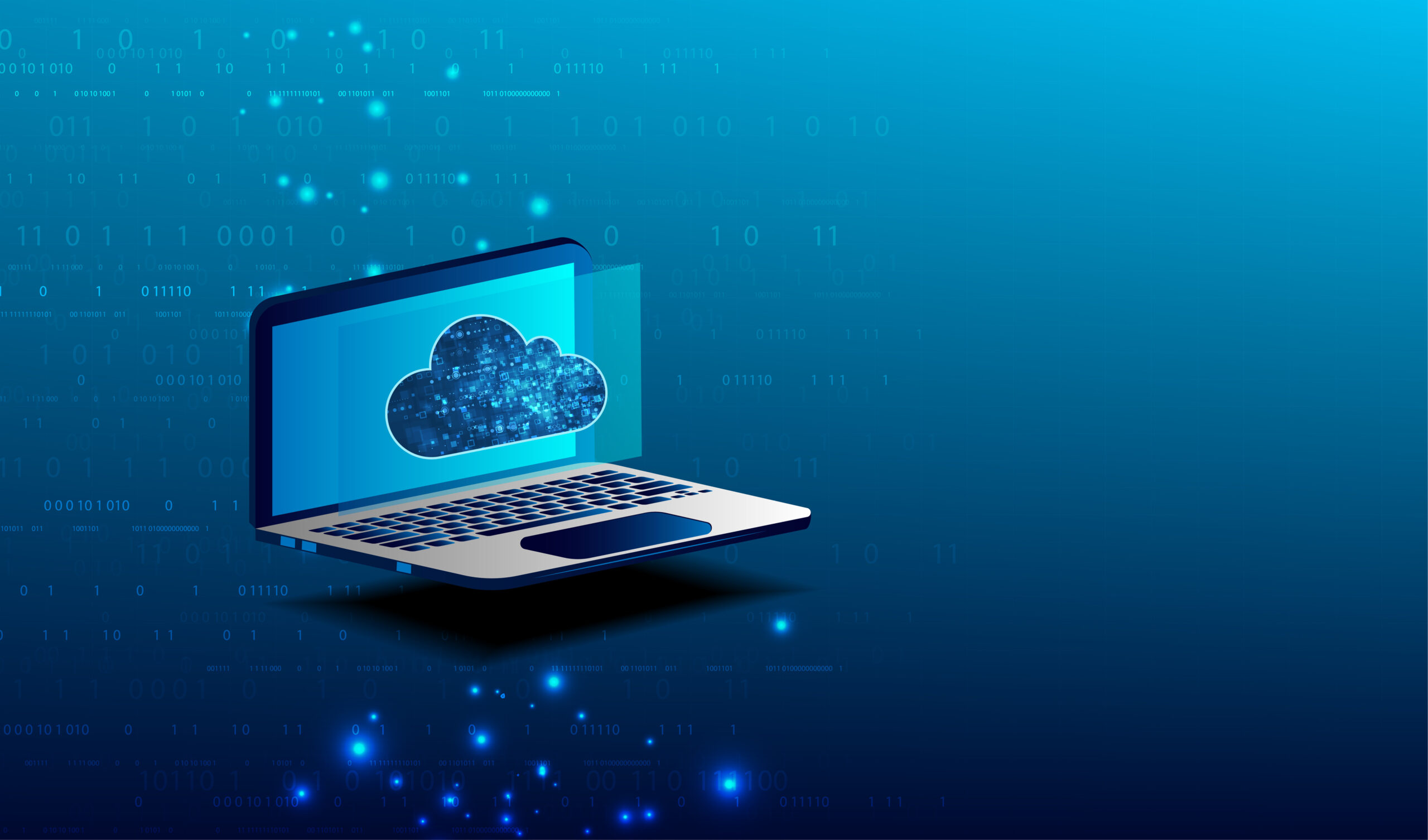 Laptop abierta y en la pantalla una nube digital mostrando los beneficios de monitorear sus servicios de Amazon Web Services
