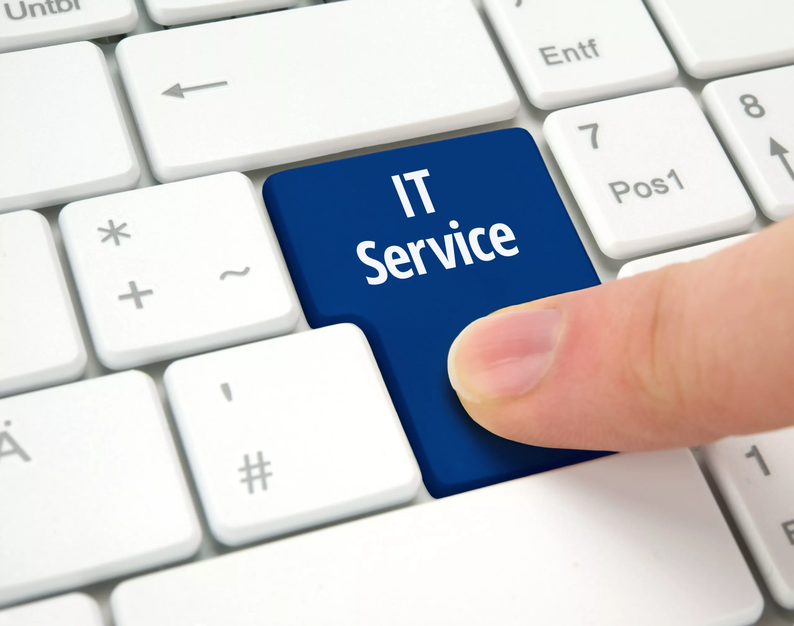 Teclado con tecla en azul que dice IT Service, servicio de TI según ITIL