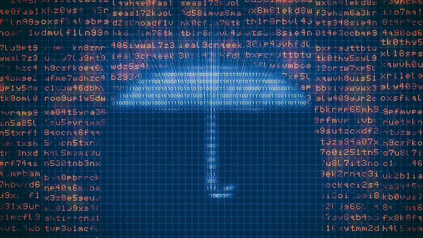 Paraguas digital con números digitales representando Eventlog y Firewall Analyzer los mejores aliados en seguridad de TI