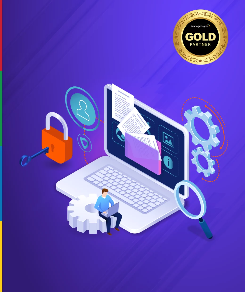 Ilustración de sistemas de seguridad ti enfocados en al prevención de ataques y brechas con el apoyo de Vulnerability Manager y del cual icorp es el partner gold de ManageEngine en México.